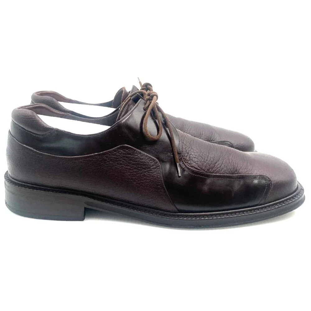 Mezlan Picasso Shoes Mens Size 11M Brown Leather Oxford Y2K Square Toe Lace Up